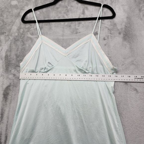 Vintage 60s Petra Fashions Silky Nightgown Size M Baby Blue White Nylon Chemise - Picture 5 of 7